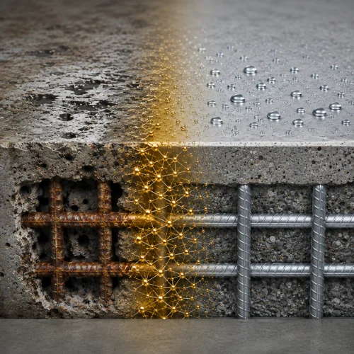 Corrosion inhibitors protecting steel reinforcement in concrete
